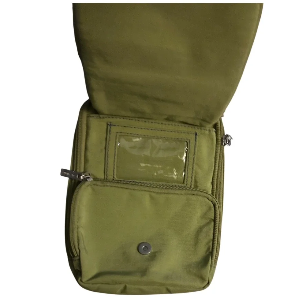 Baggallini Olive Green Nylon Crossbody Travel Bag Organizer Purse